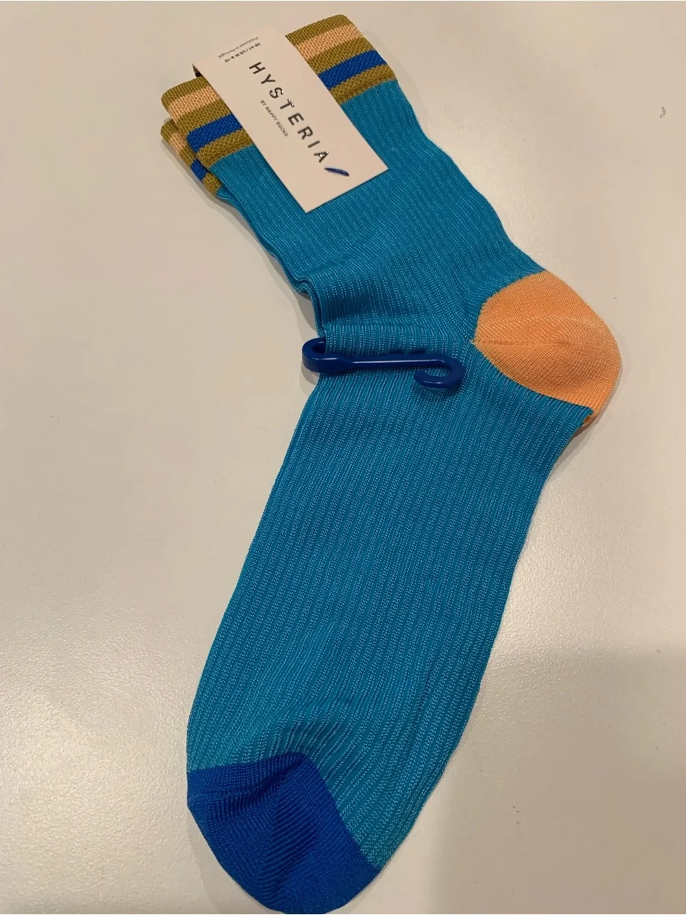Hysteria by Happy Socks Teal Orange Colorblock Socks NWT